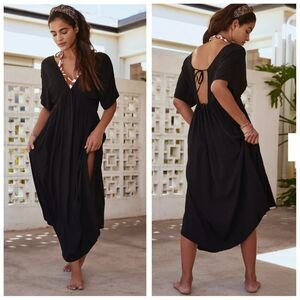 Anthopologie Malai Shona double V-neck maxi dress swim coverup sz L